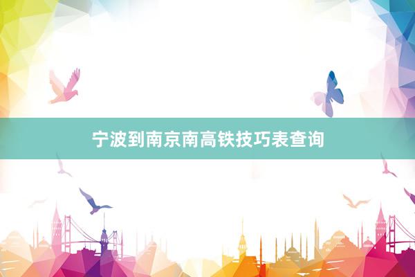 宁波到南京南高铁技巧表查询